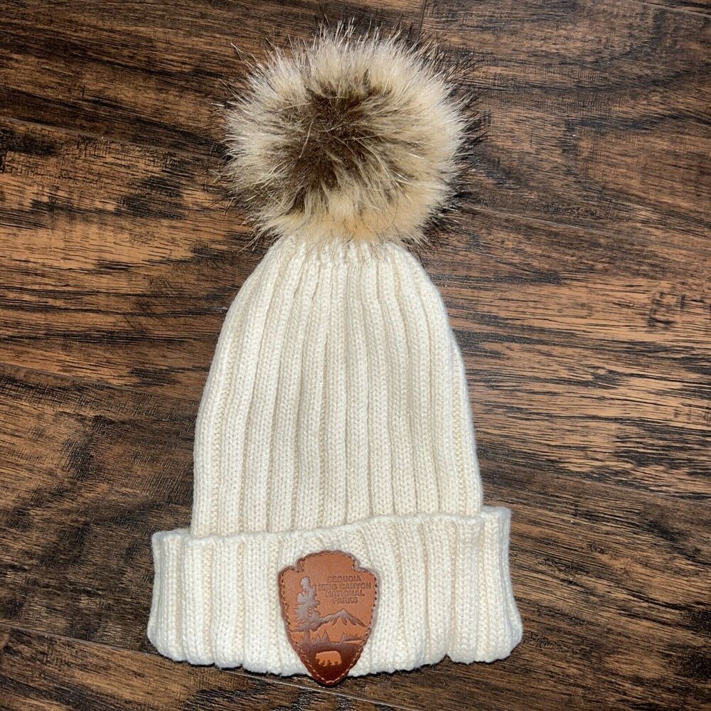 Sequoia King Canyon National Park Beige Ribbed Cuff Knit Beanie Cap Mens Womens